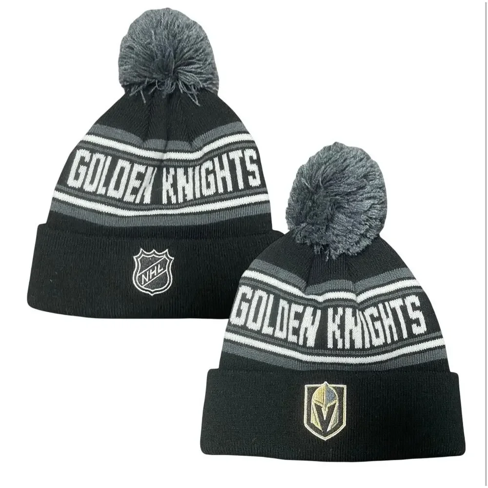 Vegas Golden Knights NHL Youth Beanie Hat Black Grey Pom Pom Knit Winter Cap OS